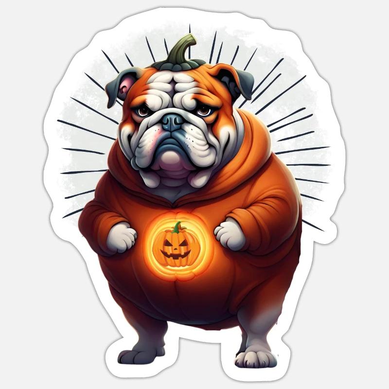 Bouledogue Halloween chien CHIENS - Sticker taille S (10 x 10 cm) - blanc mat