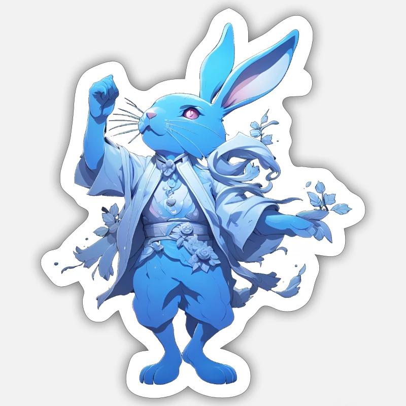CONIGLI0 HELLBLAU - Sticker Größe S (10 x 10 cm) - Mattweiß