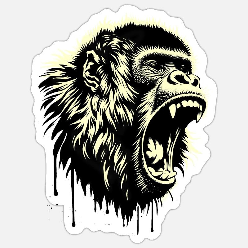 Auteur-compositeur-interprète Screaming Monkey - Sticker taille S (10 x 10 cm) - blanc mat