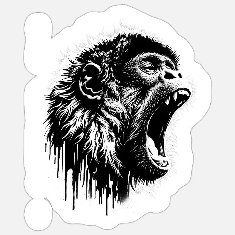 Roaring Singing Monkey Sticker size S (10 x 10 cm)