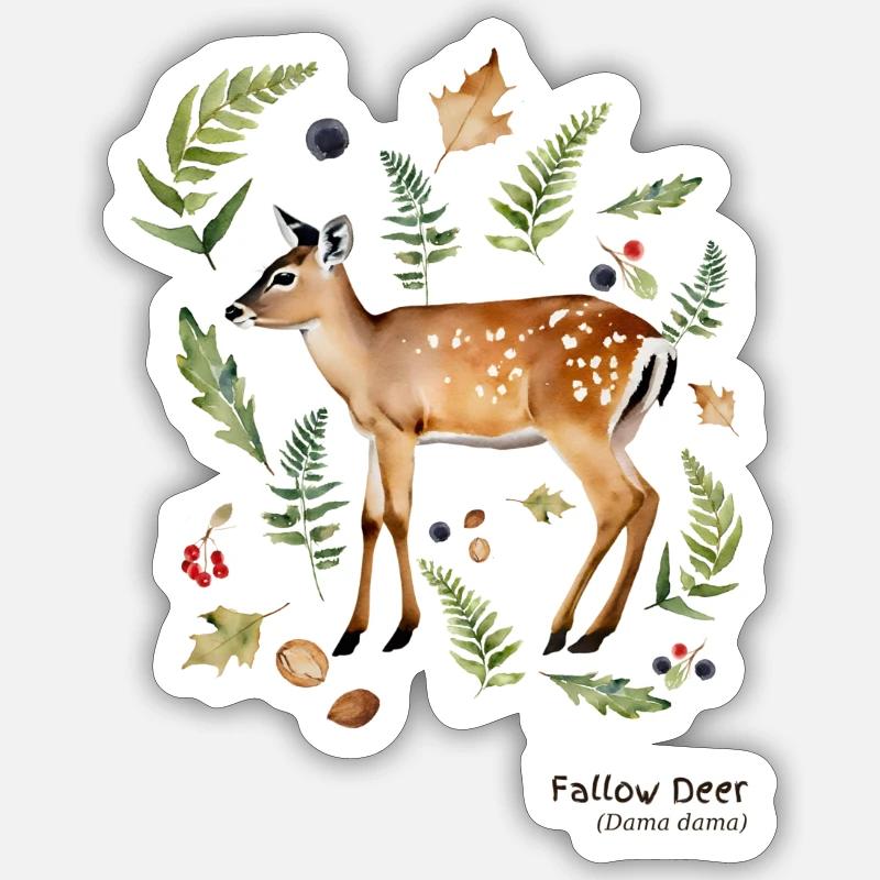 Fallow Deer with name in dark text Sticker size S (10 x 10 cm)