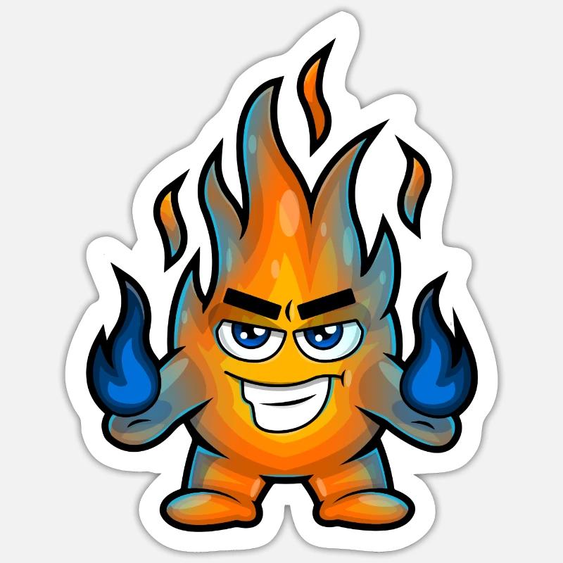 Flame Fire-Bender - Sticker Größe S (10 x 10 cm) - Mattweiß