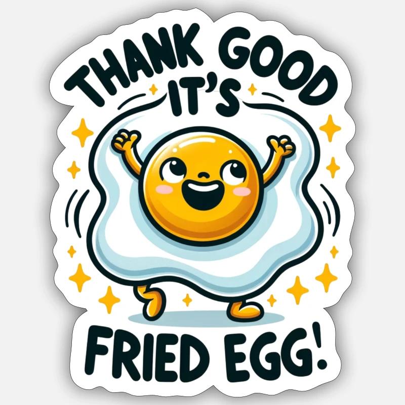 Thank God It's Fried Egg (Friday) - 1 - Sticker Größe S (10 x 10 cm) - Mattweiß