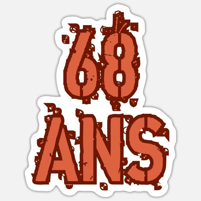 68 ANS - Sticker taille S (10 x 10 cm) - blanc mat