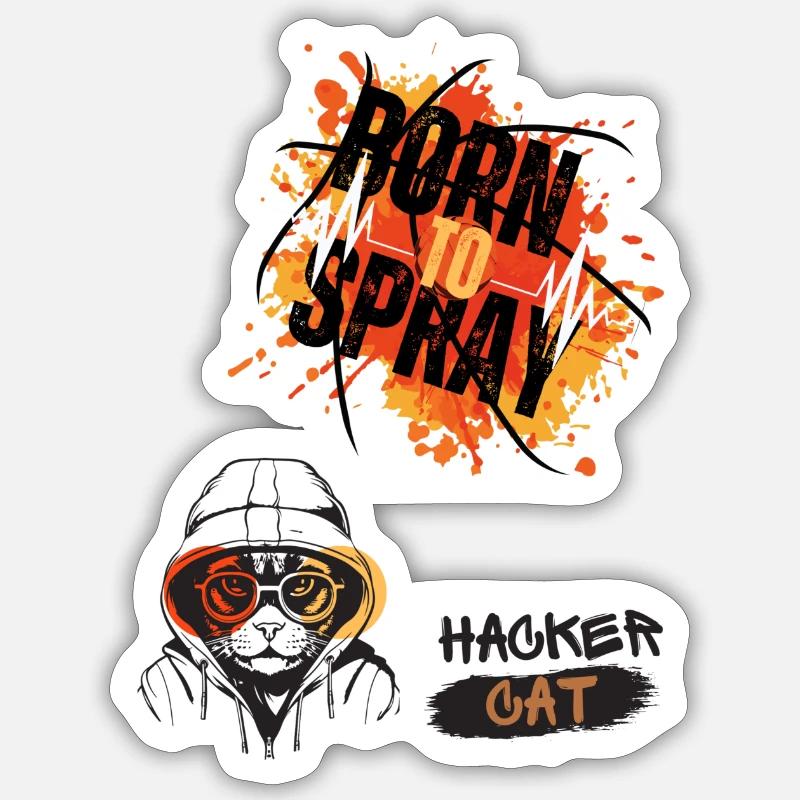 Né pour pulvériser Hacker Cat Sticker taille S (10 x 10 cm)