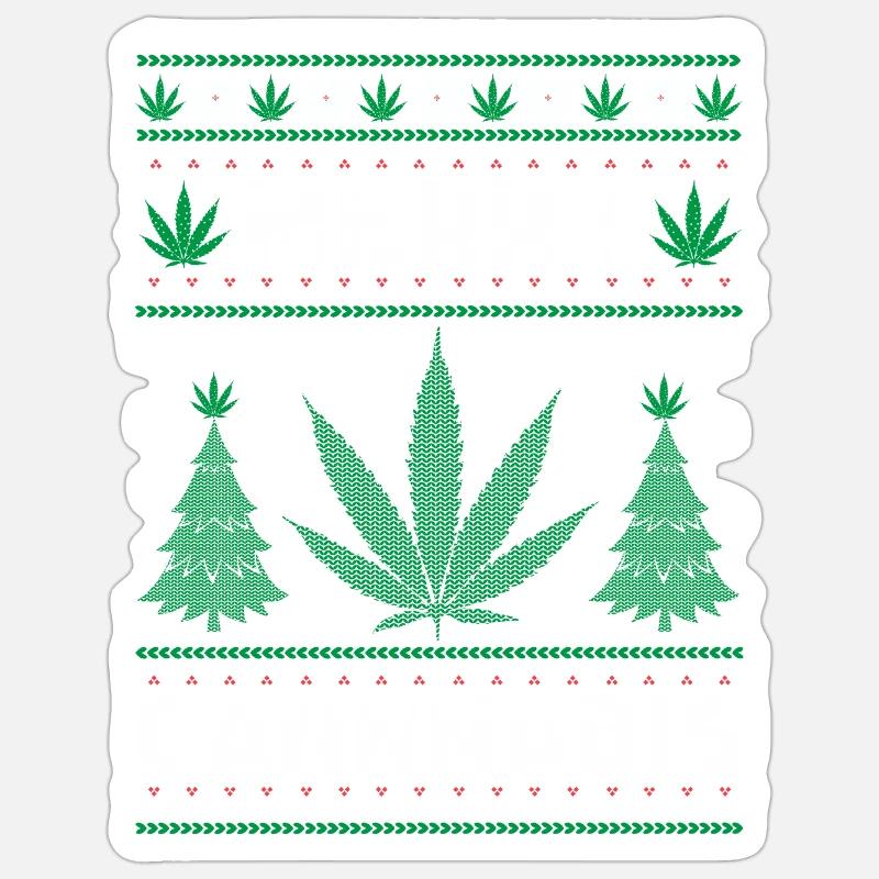 Joyeux Noël, Joyeux Cannabis - Sticker taille S (10 x 10 cm) - blanc mat