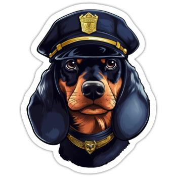 Dackel Polizistin - Sticker Größe S (10 x 10 cm) - Mattweiß - Vorne