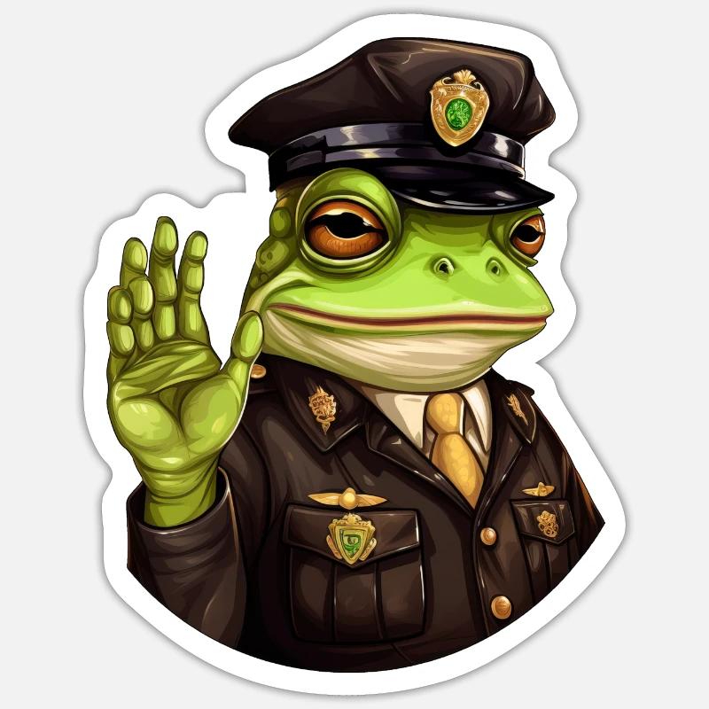 Frog Policeman - Sticker size S (10 x 10 cm) - white matte