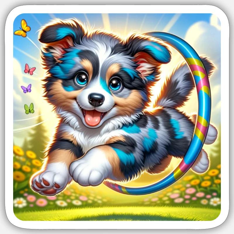 Chiot mignon Sticker taille S (10 x 10 cm)