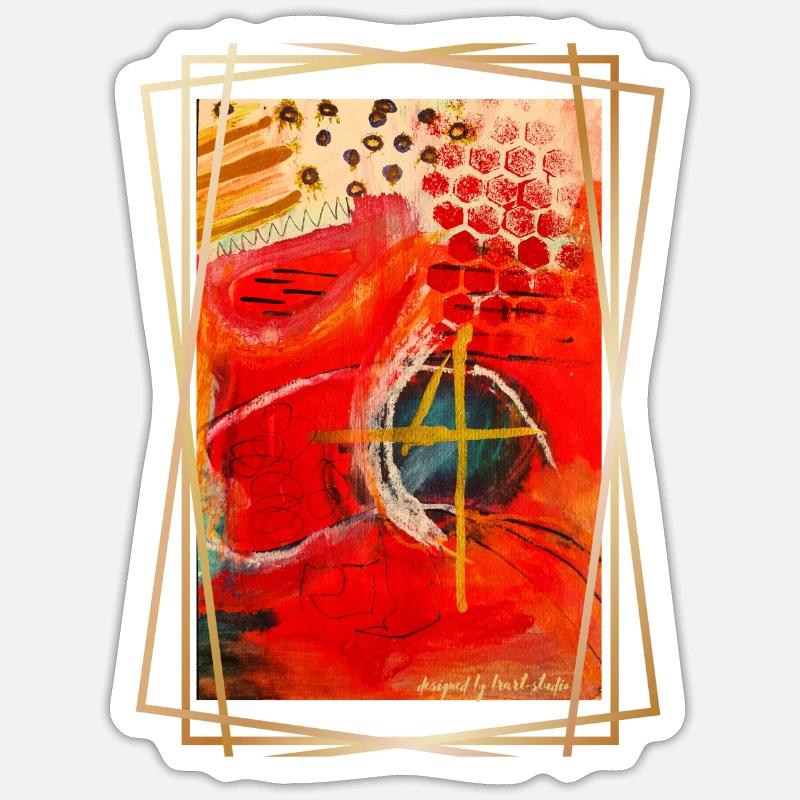 Abstraktion lebendiger geometrischer Formen Sticker Größe S (10 x 10 cm)