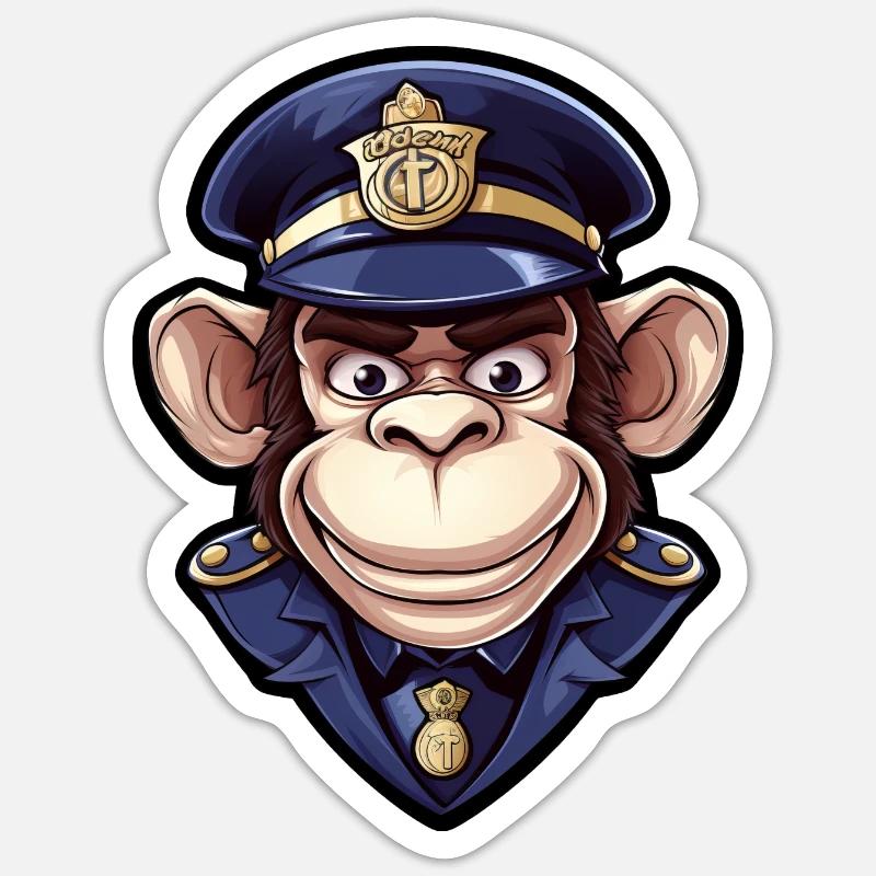 Monkey Policewoman Sticker size S (10 x 10 cm)