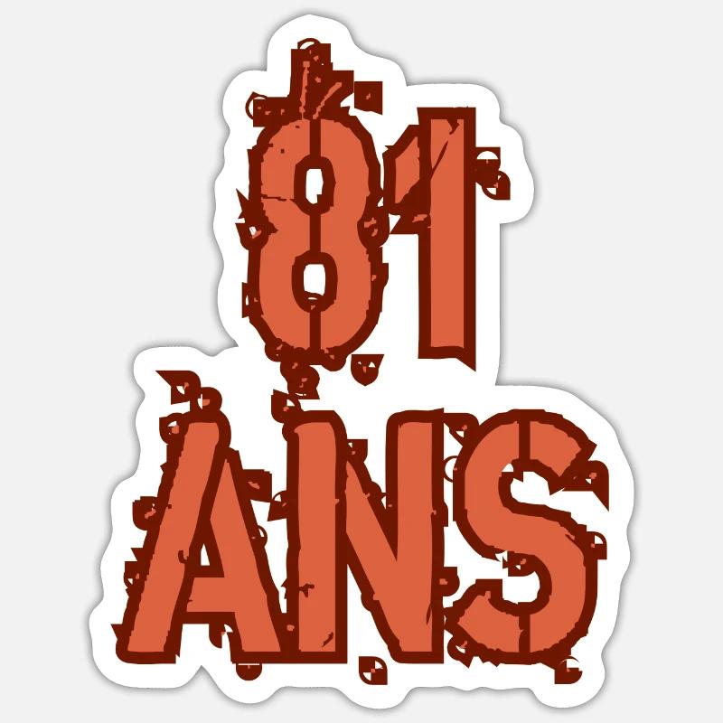 81 ANS - Sticker taille S (10 x 10 cm) - blanc mat