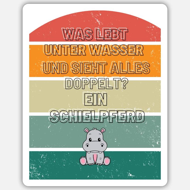 Retro Nilpferd Sticker Größe S (10 x 10 cm)