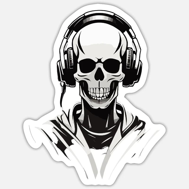 Skelleton DJ vue directe Sticker taille S (10 x 10 cm)