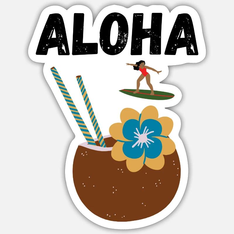 ALOHA COCONUT - Sticker size S (10 x 10 cm) - white matte