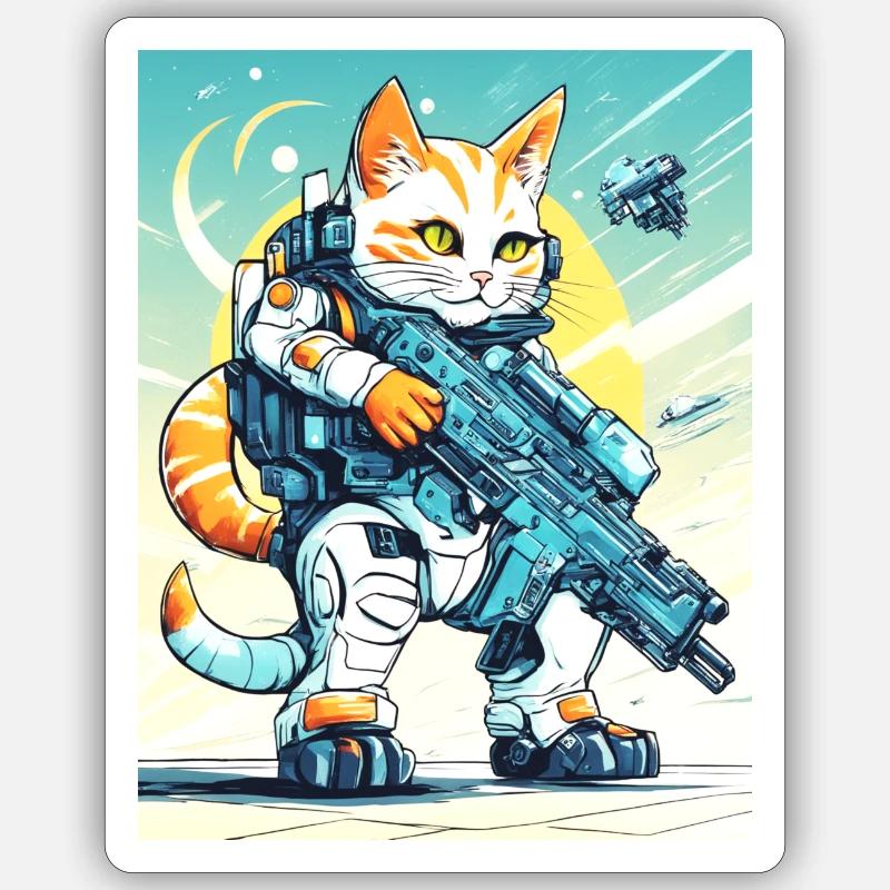 Cat Warrior Sticker size S (10 x 10 cm)