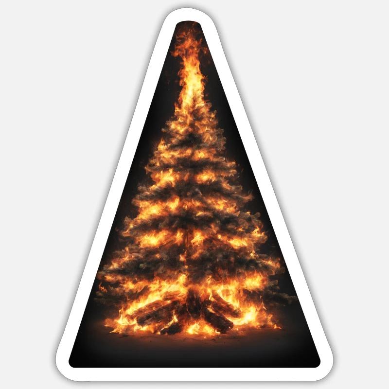Fiery Christmas Tree - Sticker size S (10 x 10 cm) - white matte