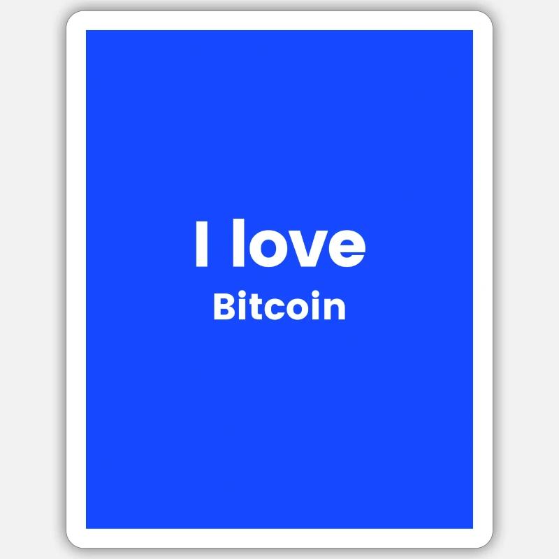 J’adore le bitcoin - Sticker taille S (10 x 10 cm) - blanc mat