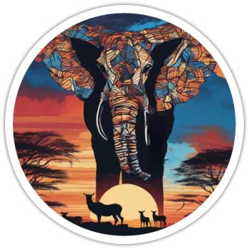Afrika Steppe und Tiere - Sticker Größe S (10 x 10 cm) - Mattweiß - Vorne