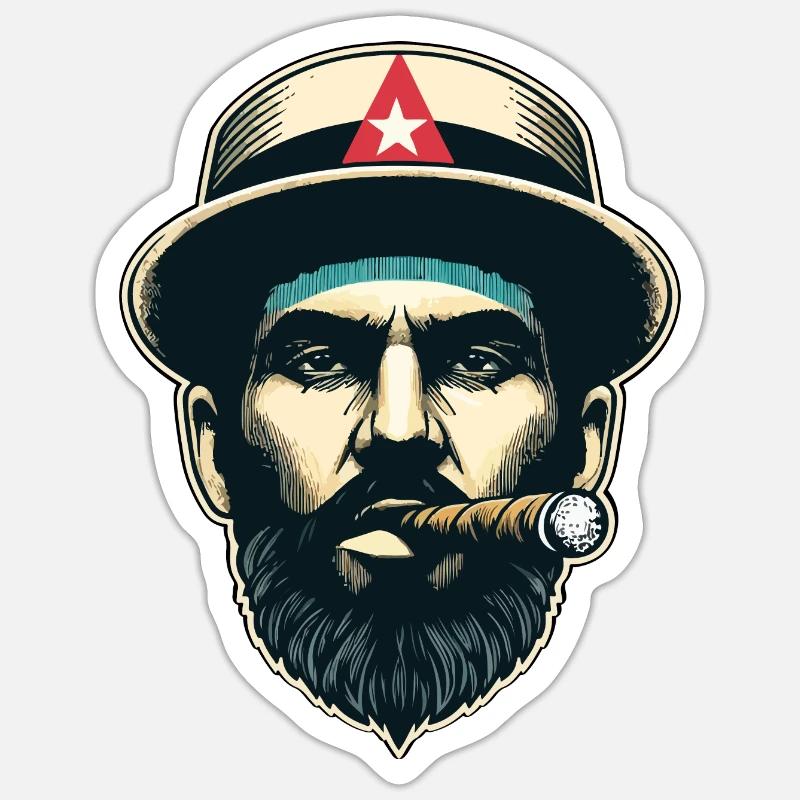Kubanischer Zigarrenmann Sticker Größe S (10 x 10 cm)
