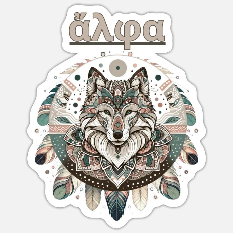 Alpha Wolve - Boho Mandala Design Sticker Größe S (10 x 10 cm)