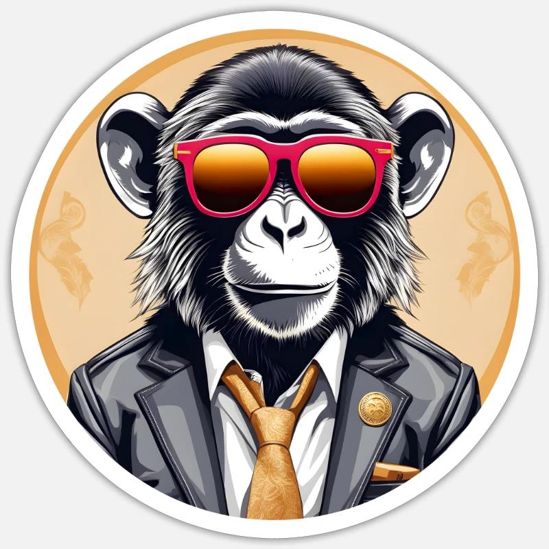 Monsieur Singe - Sticker taille S (10 x 10 cm) - blanc mat