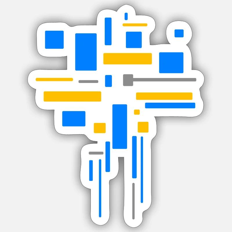 Motif Architecture Abstrait - VECTEUR - Sticker taille S (10 x 10 cm) - blanc mat