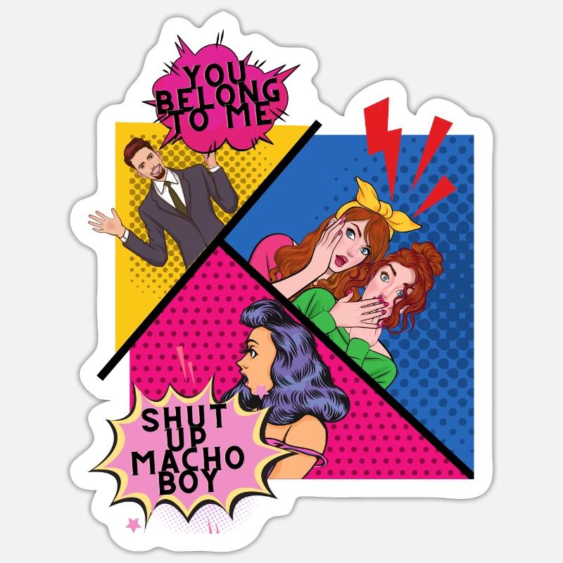 shut up macho - Sticker size S (10 x 10 cm) - white matte