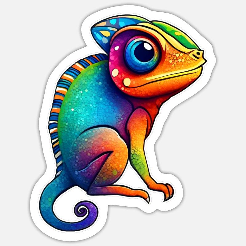 Mignon petit caméléon Sticker taille S (10 x 10 cm)