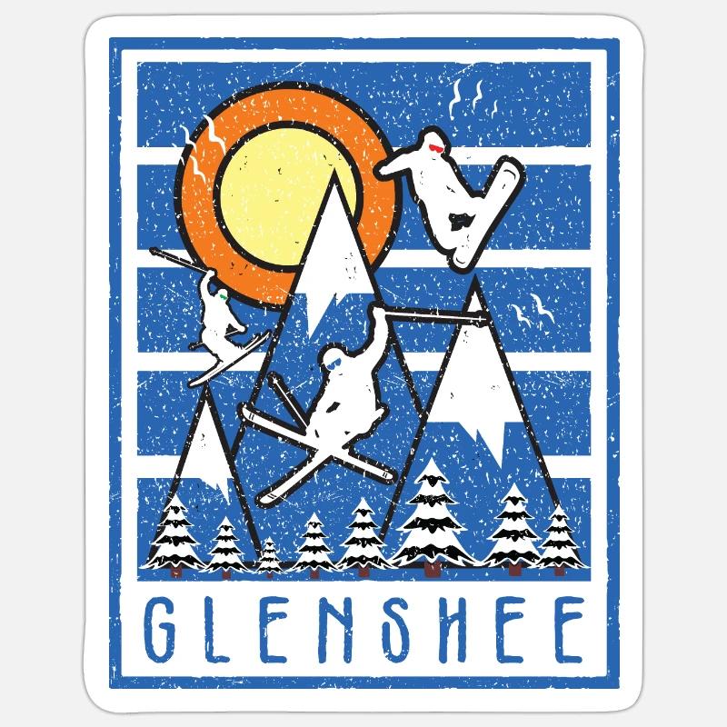 Retro Glenshe Ski Sunset - Sticker size S (10 x 10 cm) - white matte