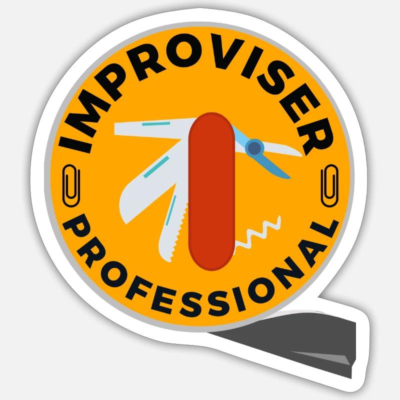 Improvisateur Professionnel - Sticker taille S (10 x 10 cm) - blanc mat
