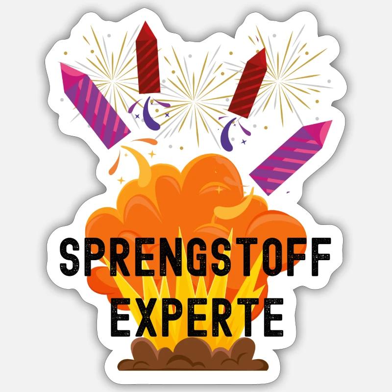 Sprengstoff Experte Silvester - Sticker Größe S (10 x 10 cm) - Mattweiß