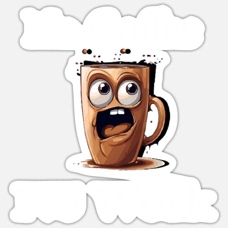 No Coffee No Work - Sticker Größe S (10 x 10 cm) - Mattweiß