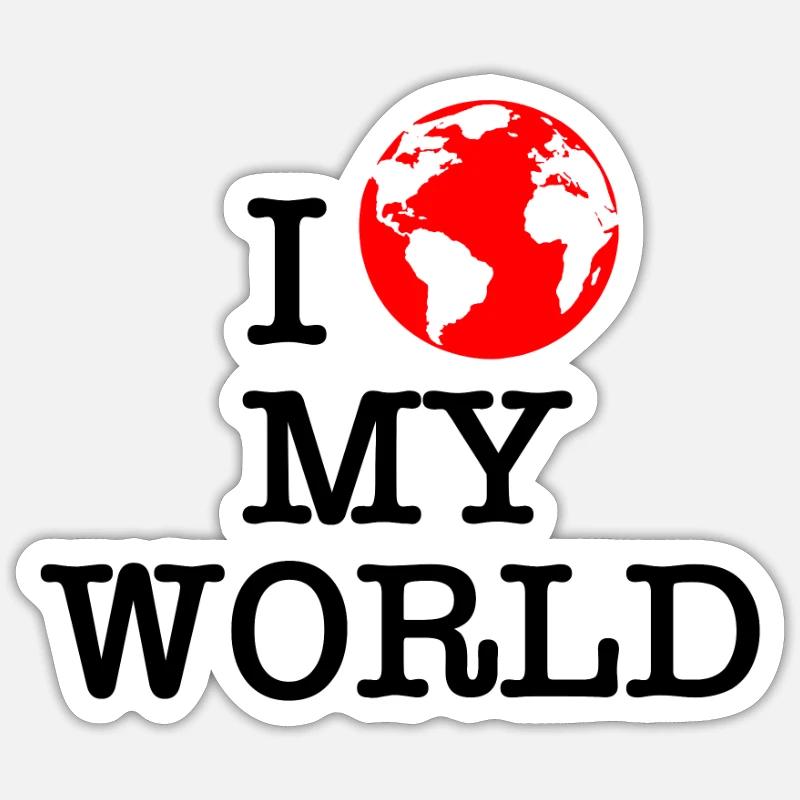 I love my world 2 - Sticker taille S (10 x 10 cm) - blanc mat