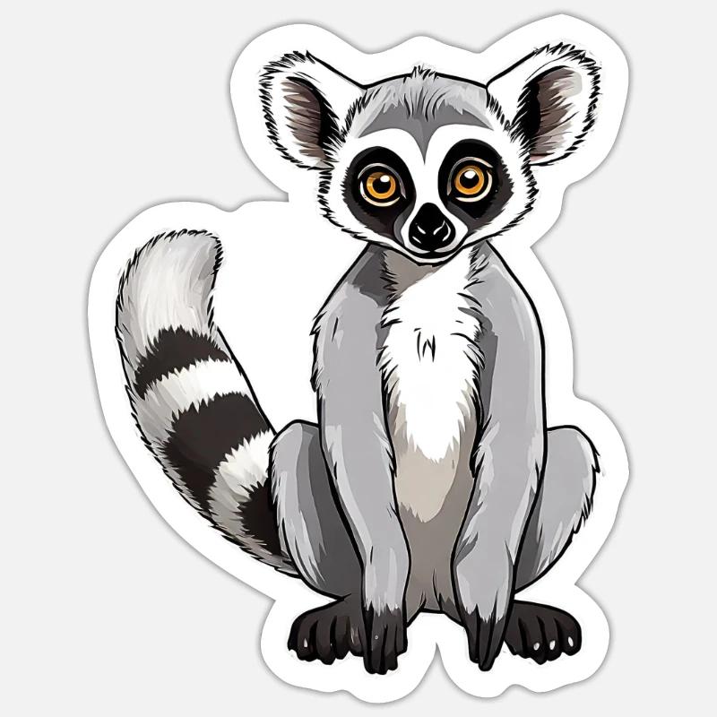 Ring-tailed lemur - Sticker size S (10 x 10 cm) - white matte
