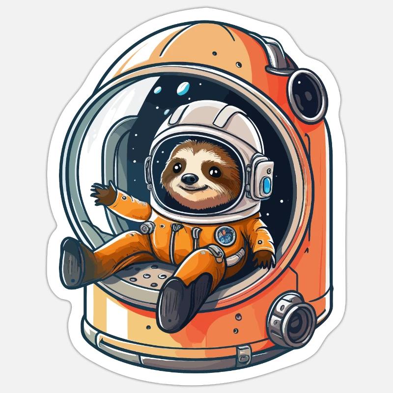 Space Sloth Adventure - Sticker size S (10 x 10 cm) - white matte