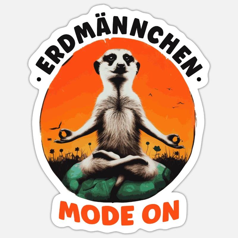 Erdmännchen Meditation - Sticker Größe S (10 x 10 cm) - Mattweiß