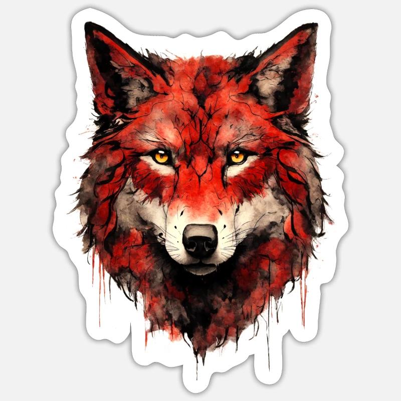 Red Wolf Head Sticker size S (10 x 10 cm)