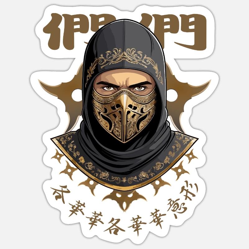 Ninja Samurai Krieger - Sticker Größe S (10 x 10 cm) - Mattweiß