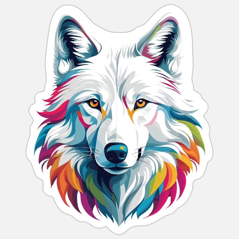 White wolf - Sticker size S (10 x 10 cm) - white matte