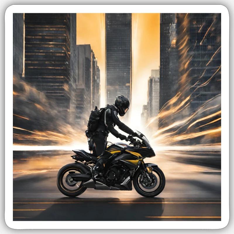 Stürmischer Biker - Sticker Größe S (10 x 10 cm) - Mattweiß