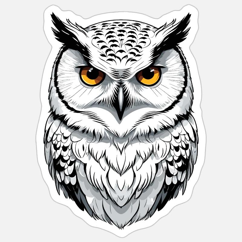 Schnee-Eule - Sticker Größe S (10 x 10 cm) - Mattweiß