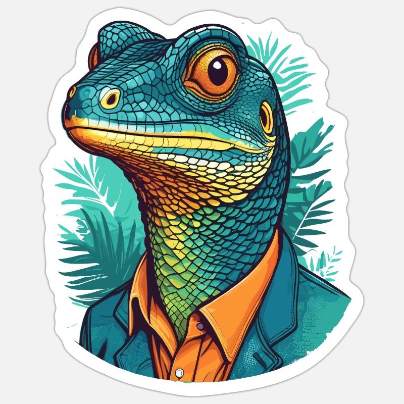 Waran - Sticker Größe S (10 x 10 cm) - Mattweiß