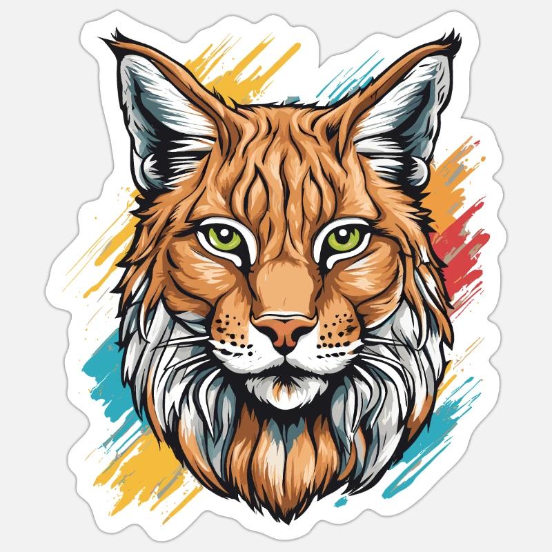 Chat lynx - Sticker taille S (10 x 10 cm) - blanc mat
