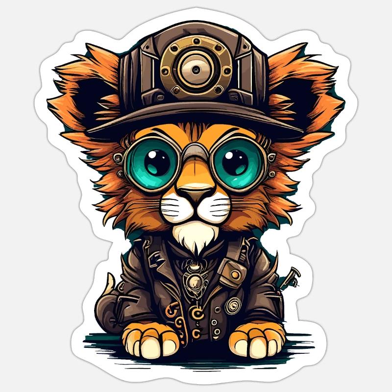 Löwenjunges - Sticker Größe S (10 x 10 cm) - Mattweiß