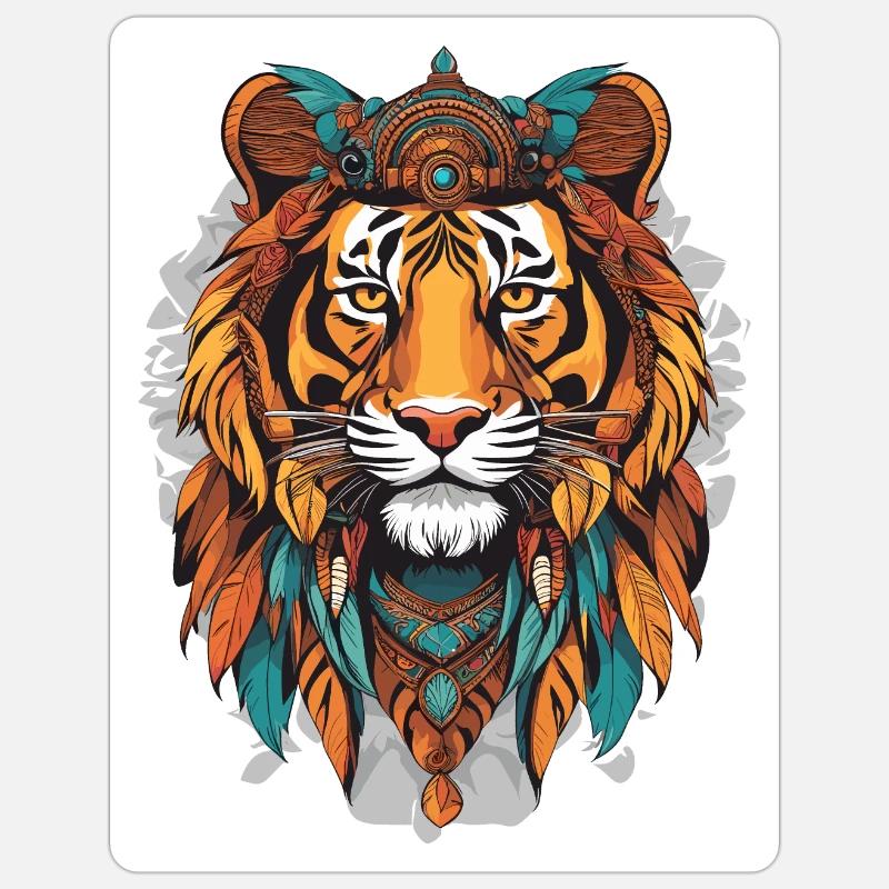 Tigerstamm - Sticker Größe S (10 x 10 cm) - Mattweiß