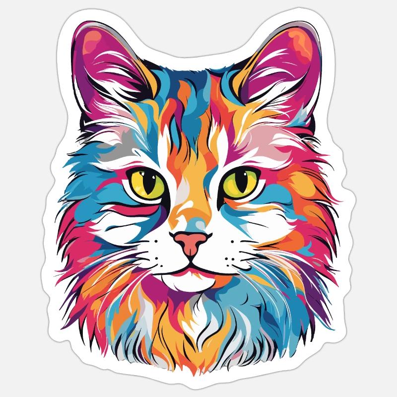 Chat - Sticker taille S (10 x 10 cm) - blanc mat