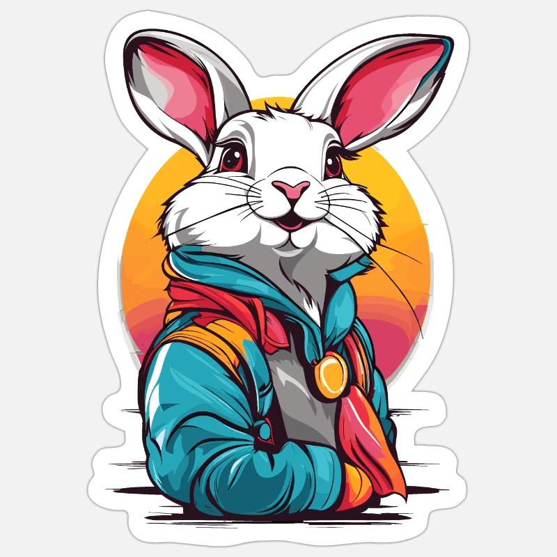 White Rabbit - Sticker size S (10 x 10 cm) - white matte