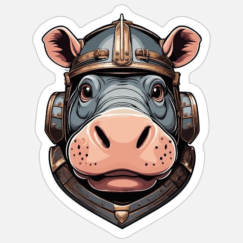 Nilpferd-Kopf - Sticker Größe S (10 x 10 cm) - Mattweiß