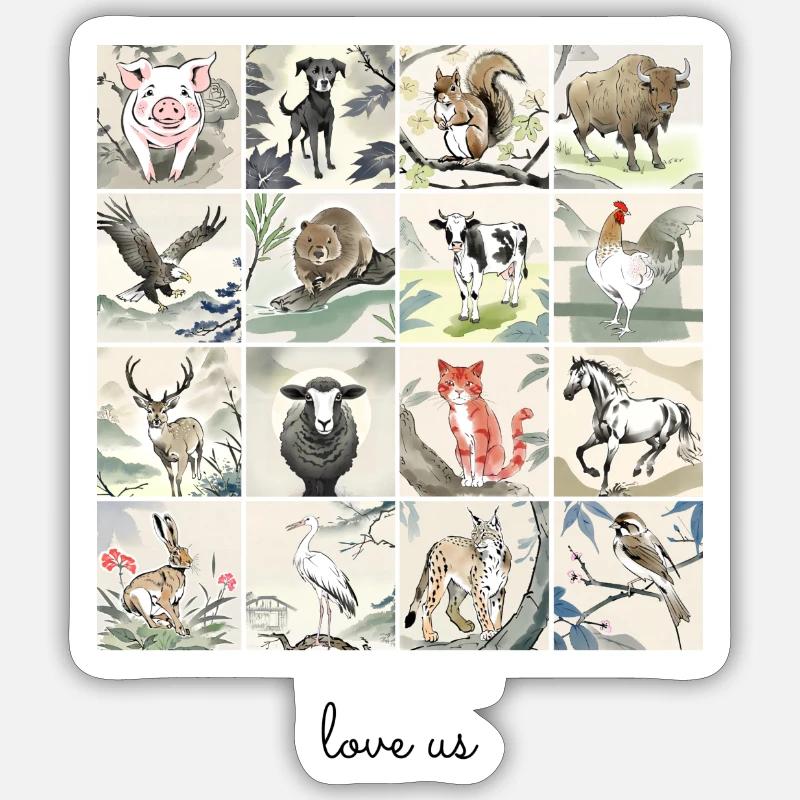 Aimez-nous Collage - Sticker taille S (10 x 10 cm) - blanc mat